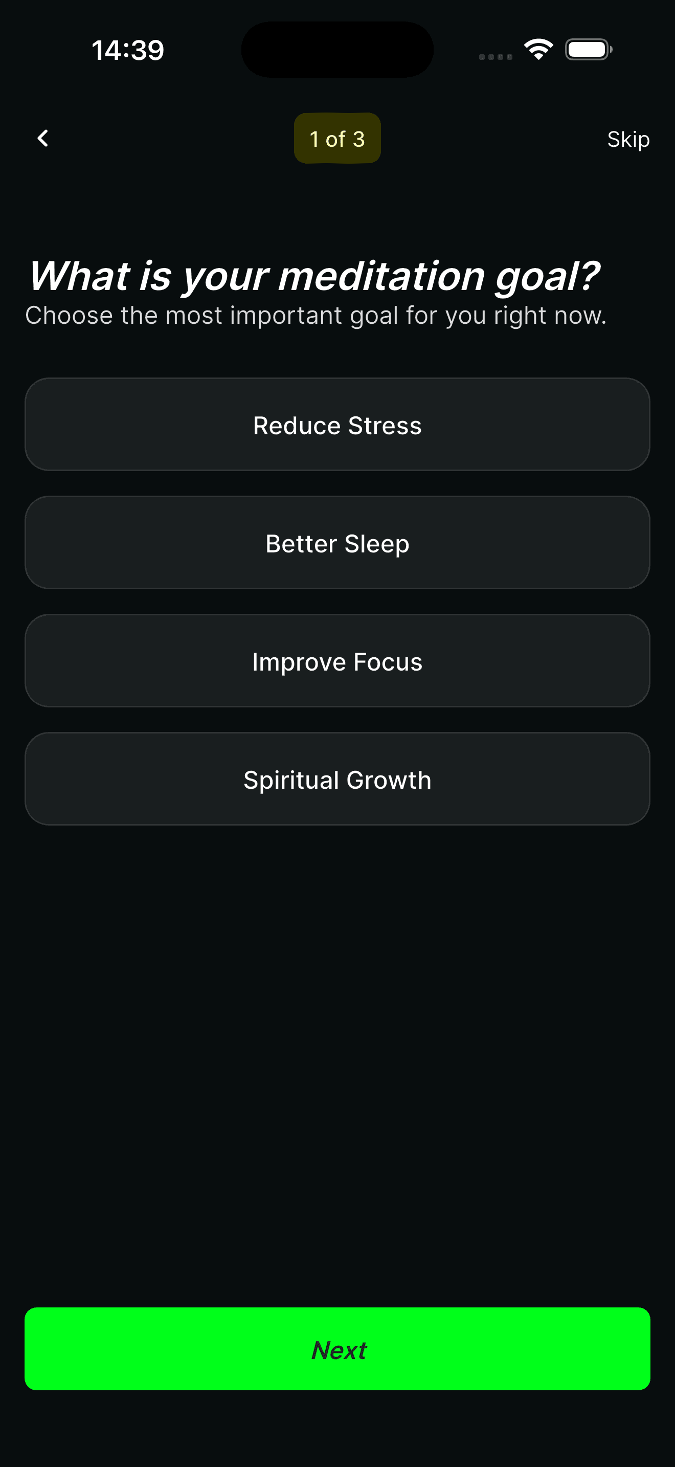 Aura — MEDITATION QUESTIONNAIRE