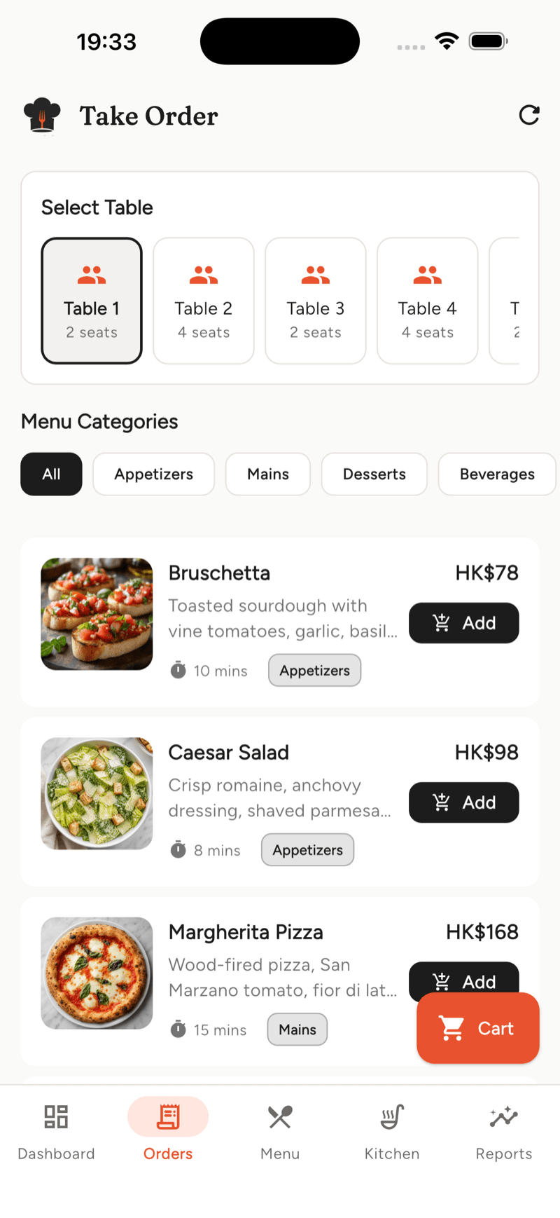 ChefMate — TAKE ORDER