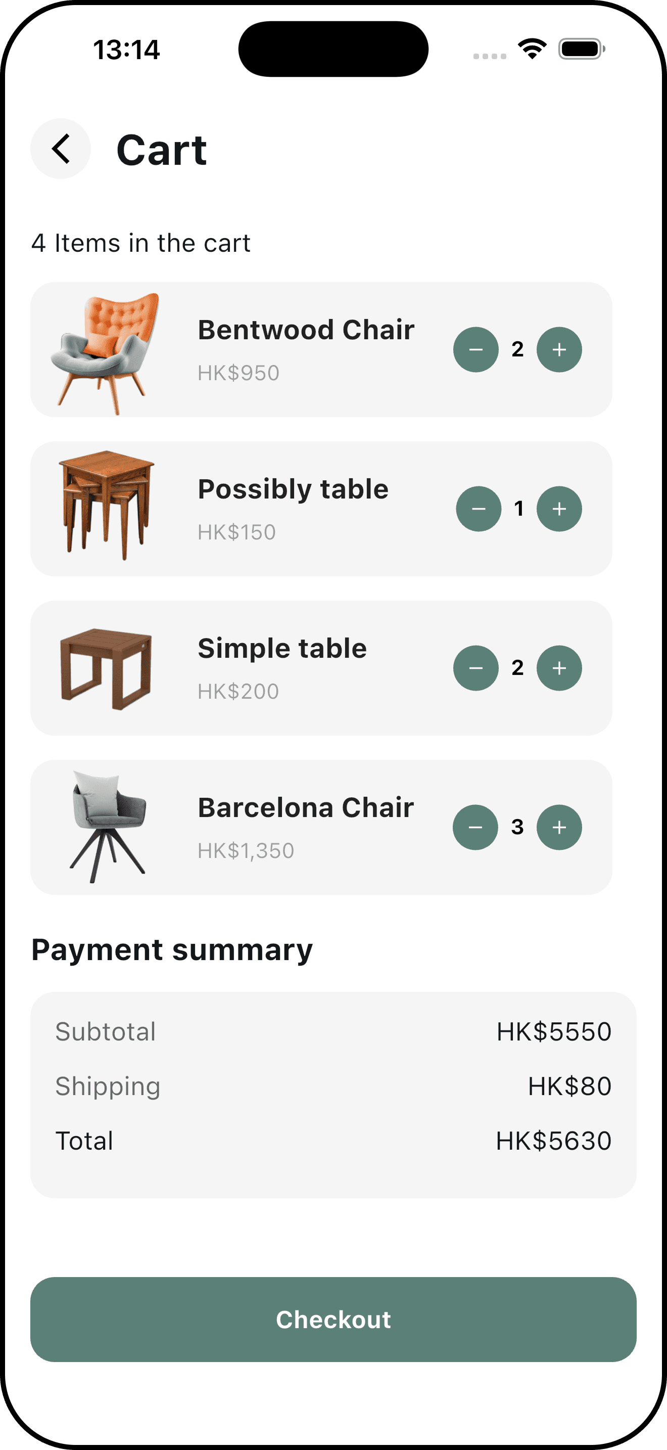 FurnSpace — CART & CHECKOUT