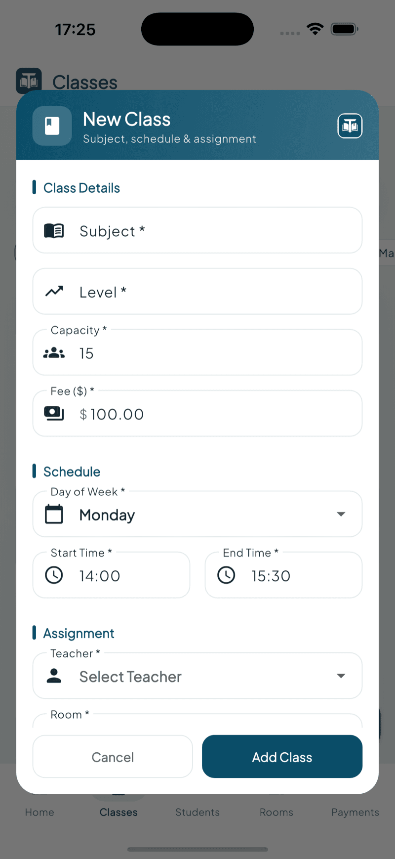 Tutorify — CLASS SCHEDULING