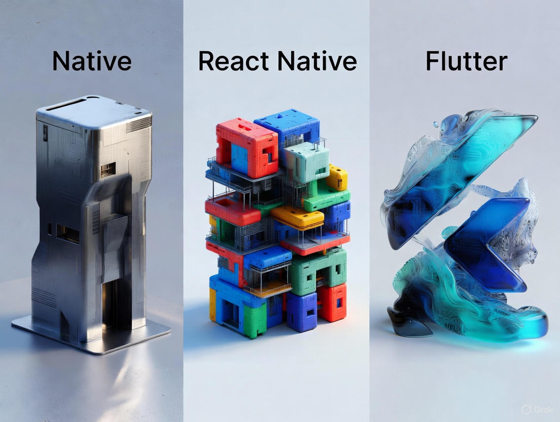 Flutter versus React Native versus Native comparison chart