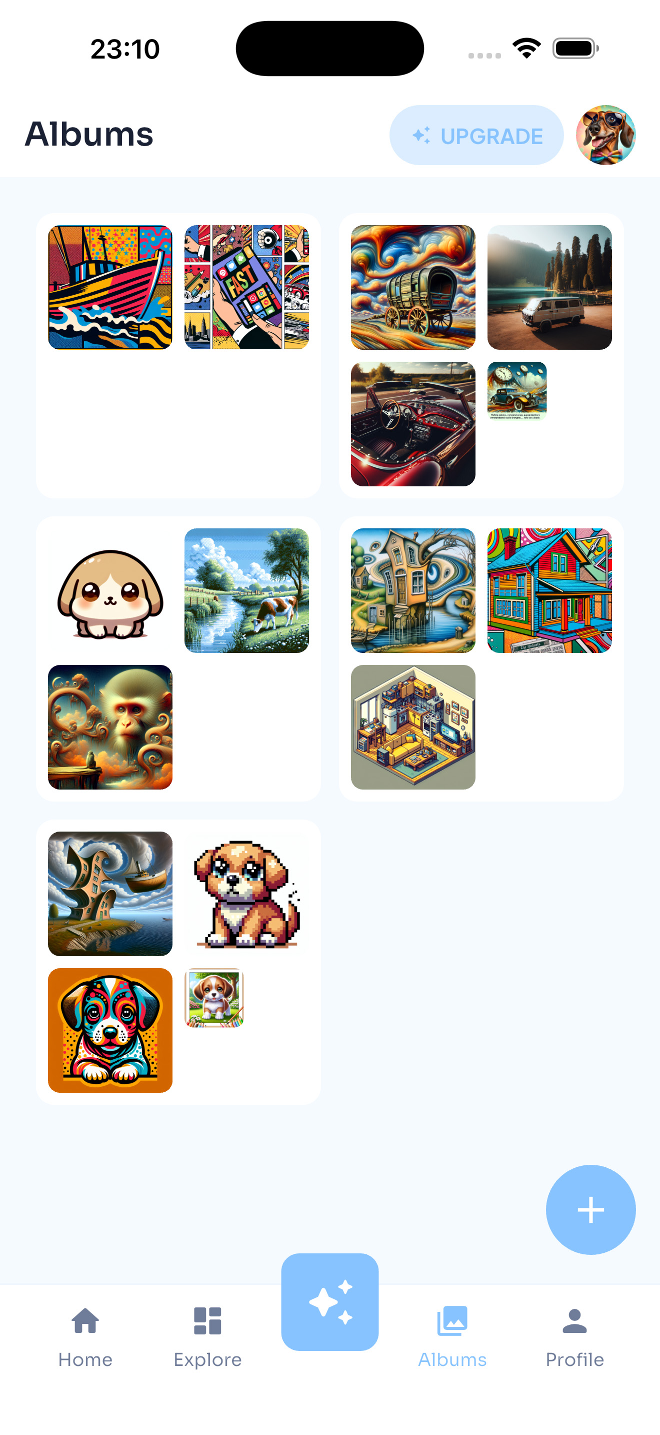 VisionBloom albums and categories organization screen