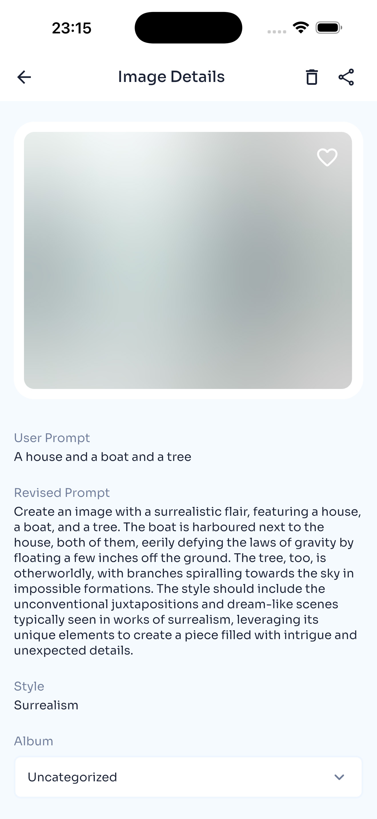 VisionBloom AI image generation loading state