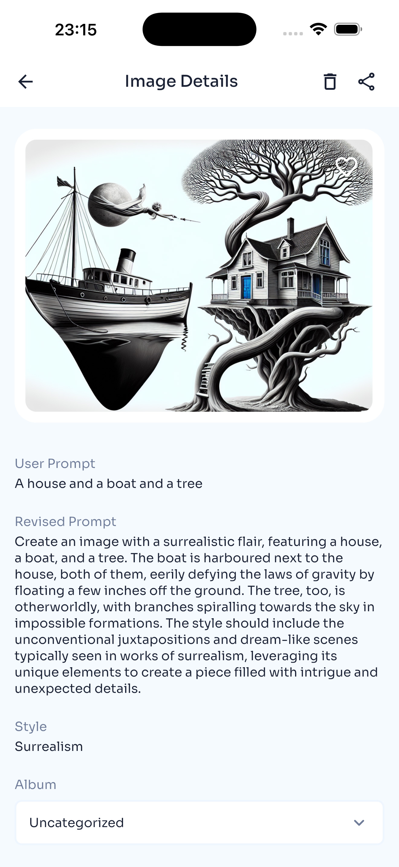 VisionBloom generated image with original and AI-revised prompts