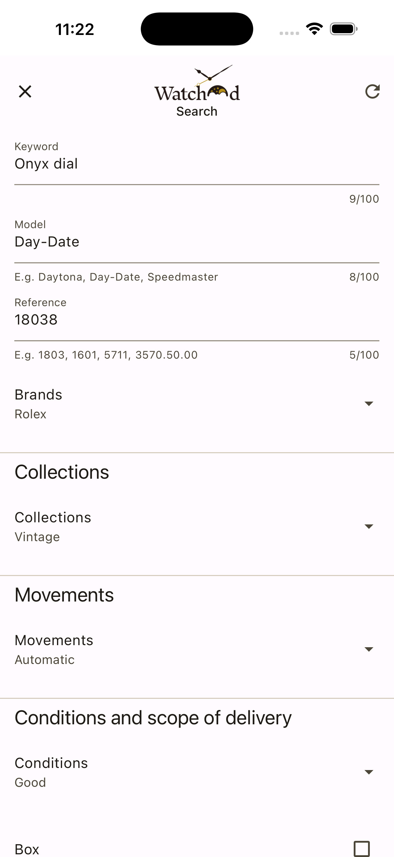 Watchood Search Interface
