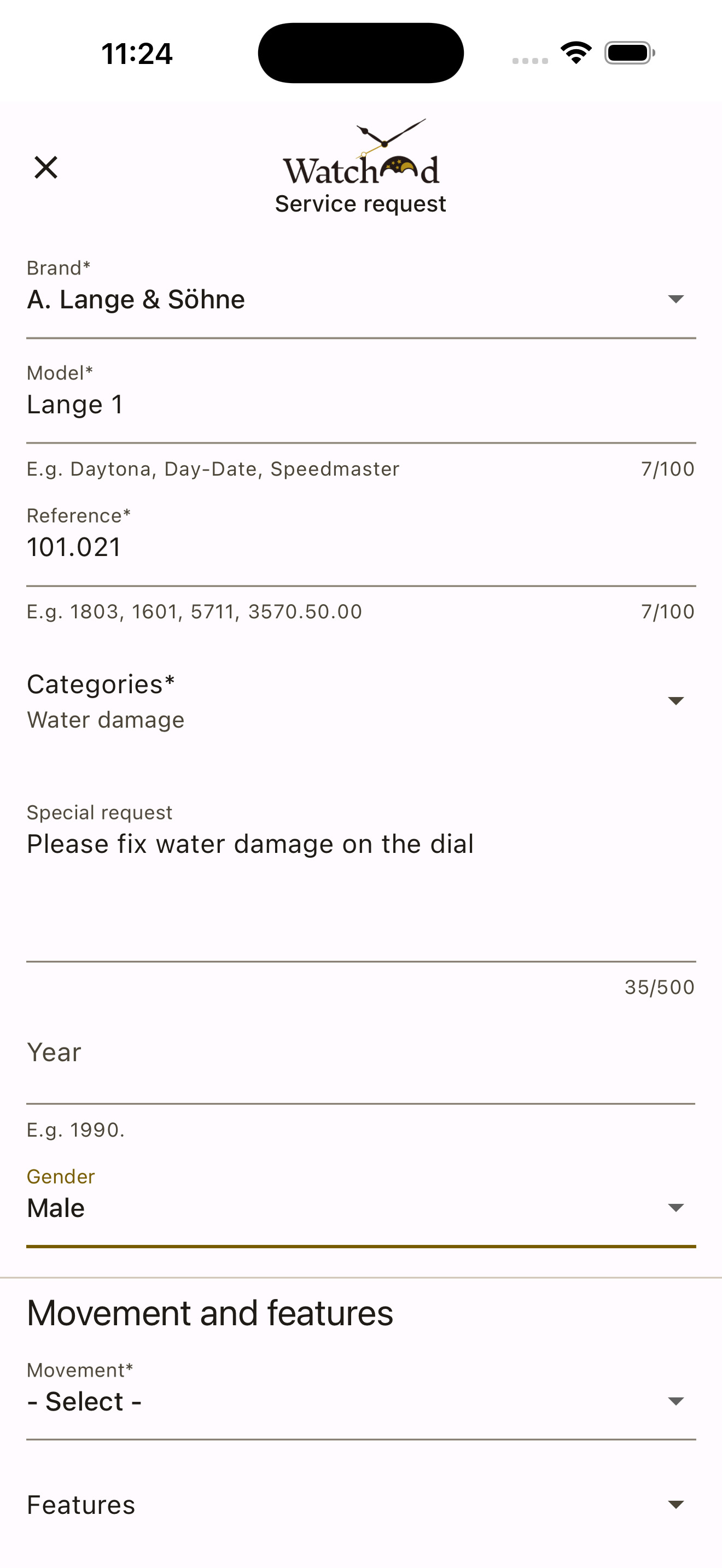 Watchood Service Request